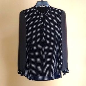 Anne Klein blk/wt dot blouse, size XS fits Sm